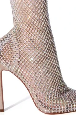 AZALEA WANG KATE BLING MESH BOOTIE IN NUDE -Azalea Wang store azalea wang kate bling mesh bootie in nude nude 5 5