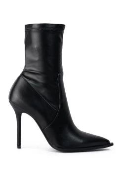 AZALEA WANG KATHERINE PU STILETTO BOOTIE IN BLACK