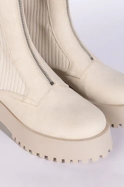 AZALEA WANG KENNEDY KNIT FRONT ZIP FLATFORM BOOTIE IN BONE 13 AZALEA WANG KENNEDY KNIT FRONT ZIP FLATFORM BOOTIE IN BONE -Azalea Wang store azalea wang kennedy knit front zip flatform bootie in bone bone 6 6