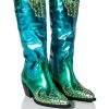 AZALEA WANG KNOX METALLIC WESTERN BOOT IN METALLIC BLUES -Azalea Wang store azalea wang knox metallic western boot in metallic blues blue multi 1 1