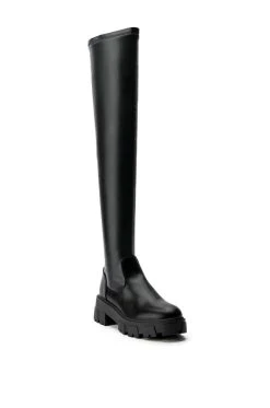 AZALEA WANG LATE NIGHTS FLATFORM BOOT WITH 4 WAY STRETCH IN BLACK -Azalea Wang store azalea wang late nights flatform boot in black black 3 3 c1