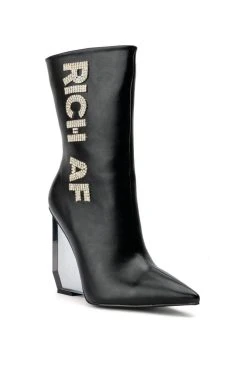 AZALEA WANG LAVISH RHINESTONE WEDGE BOOTIE IN BLACK -Azalea Wang store azalea wang lavish rhinestone wedge bootie in black black 3 3