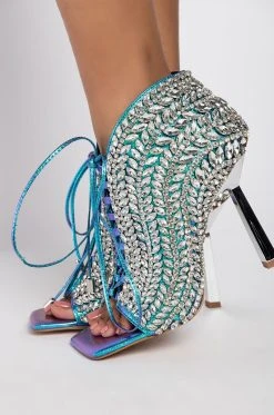 AZALEA WANG LIGHT IT UP STILETTO BOOTIE IN SILVER -Azalea Wang store azalea wang light it up stiletto bootie in silver silver 5 5