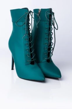 AZALEA WANG LIGHT ME UP STILETTO BOOTIE IN GREEN -Azalea Wang store azalea wang light me up stiletto bootie in green green 4 4