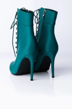 AZALEA WANG LIGHT ME UP STILETTO BOOTIE IN GREEN -Azalea Wang store azalea wang light me up stiletto bootie in green green 5 5