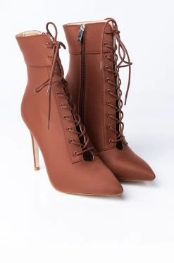 AZALEA WANG LIGHT ME UP STILETTO BOOTIE IN RUST -Azalea Wang store azalea wang light me up stiletto bootie in rust rust 4 4