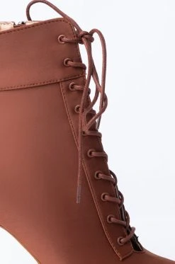 AZALEA WANG LIGHT ME UP STILETTO BOOTIE IN RUST -Azalea Wang store azalea wang light me up stiletto bootie in rust rust 6 6