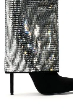 AZALEA WANG LIKE A MILLION BUCKS EMBELLISHED BOOTIE IN SILVER -Azalea Wang store azalea wang like a million bucks embellished bootie in silver silver 5 5