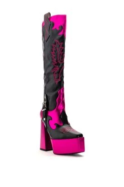 AZALEA WANG LILIANA CHUNKY WESTERN PLATFORM BOOT IN PINK -Azalea Wang store azalea wang liliana chunky western platform boot in pink pink 3 3