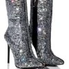 AZALEA WANG LIVELY RHINESTONE BOOTIE IN SILVER -Azalea Wang store azalea wang lively rhinestone bootie in silver silver 1 1