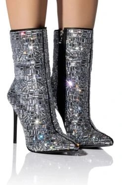 AZALEA WANG LIVELY RHINESTONE BOOTIE IN SILVER