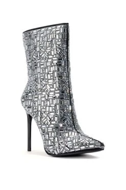 AZALEA WANG LIVELY RHINESTONE BOOTIE IN SILVER -Azalea Wang store azalea wang lively rhinestone bootie in silver silver 3 3