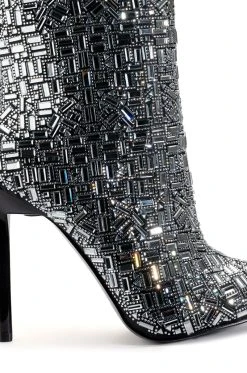 AZALEA WANG LIVELY RHINESTONE BOOTIE IN SILVER -Azalea Wang store azalea wang lively rhinestone bootie in silver silver 5 5