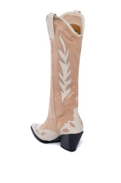 AZALEA WANG LOVE AND LIGHT MID CALF CHUNKY WESTERN BOOT IN NUDE -Azalea Wang store azalea wang love and light mid calf chunky western boot in nude nude 4 4 c1