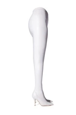AZALEA WANG LOVE IS IN THE AIR SEXY STILETTO PANT BOOT IN WHITE PU -Azalea Wang store azalea wang love is in the air sexy stiletto pant boot in white pu white 4 4