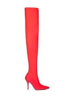 AZALEA WANG STAR STRETCH LOVE STRUCK ULTRA THIGH HIGH STILETTO BOOT IN RED -Azalea Wang store azalea wang love struck thigh high stiletto boot in red stretch red 2 2