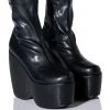 AZALEA WANG LOXLEY WEDGE BOOTIE IN BLACK -Azalea Wang store azalea wang loxley wedge bootie in black black 1 1