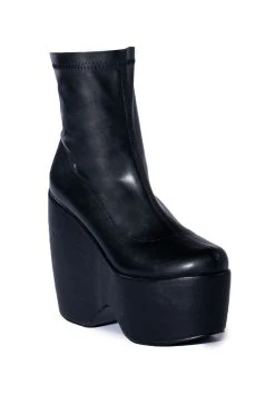 AZALEA WANG LOXLEY WEDGE BOOTIE IN BLACK -Azalea Wang store azalea wang loxley wedge bootie in black black 3 3