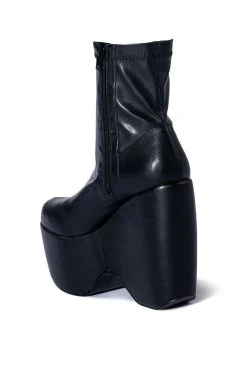 AZALEA WANG LOXLEY WEDGE BOOTIE IN BLACK -Azalea Wang store azalea wang loxley wedge bootie in black black 4 4