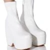 AZALEA WANG LOXLEY WEDGE BOOTIE IN WHITE -Azalea Wang store azalea wang loxley wedge bootie in white white 1 1