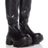 AZALEA WANG LYRICA CHUNKY BOOT IN BLACK PU -Azalea Wang store azalea wang lyrica chunky boot in black pu black 1 1
