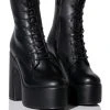 AZALEA WANG MAKE IT HAPPEN PU CHUNKY HEEL PLATFORM BOOTIE IN BLACK -Azalea Wang store azalea wang make it happen pu chunky heel platform bootie in black black 1 1 c1