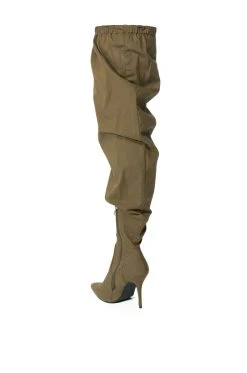 AZALEA WANG MANTIS BAGGY THIGH HIGH BOOT IN KHAKI -Azalea Wang store azalea wang mantis baggy thigh high boot in khaki khaki 4 4 c1 c1