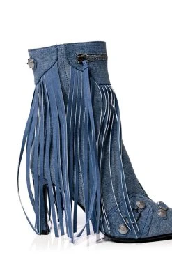 AZALEA WANG MARCELINA DENIM STILETTO BOOTIE -Azalea Wang store azalea wang marcelina denim stiletto bootie denim 5 5