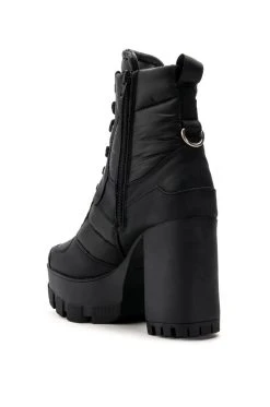 AZALEA WANG MARSALA LACE UP CHUNKY BOOTIE IN BLACK -Azalea Wang store azalea wang marsala lace up chunky bootie in black black 4 4