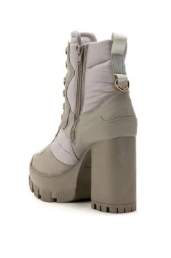 AZALEA WANG MARSALA LACE UP CHUNKY BOOTIE IN SAGE -Azalea Wang store azalea wang marsala lace up chunky bootie in sage sage 4 4