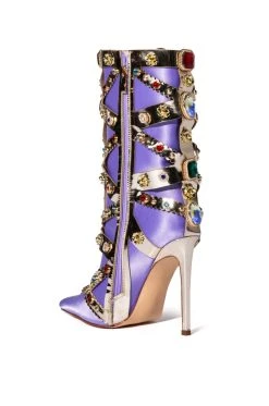 AZALEA WANG MARTINEZ EMBELLISHED BOOTIE IN PURPLE -Azalea Wang store azalea wang martinez embellished bootie in purple purple 4 4