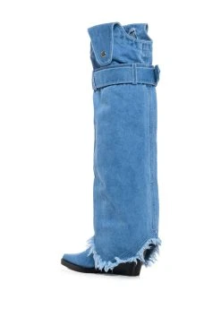 AZALEA WANG MATTY 2 IN 1 BOOT IN DENIM -Azalea Wang store azalea wang matty 2 in 1 boot in denim denim 6 6