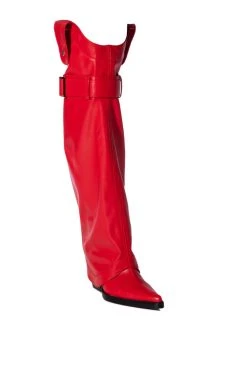 AZALEA WANG MATTY 2 IN 1 BOOT IN RED -Azalea Wang store azalea wang matty 2 in 1 boot in red red 5 5