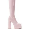 AZALEA WANG MAXINE CHUNKY PLATFORM BOOT WITH 4 WAY STRETCH IN PINK -Azalea Wang store azalea wang maxine chunky platform boot with 4 way stretch in pink pink 2 2