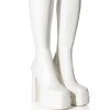 AZALEA WANG MAXINE CHUNKY PLATFORM BOOT WITH 4 WAY STRETCH IN WHITE -Azalea Wang store azalea wang maxine chunky platform boot with 4 way stretch in white white 1 1