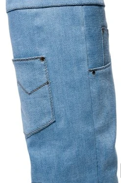 AZALEA WANG MELINA WEDGE BOOT IN DENIM -Azalea Wang store azalea wang melina wedge boot in denim denim 5 5 c1