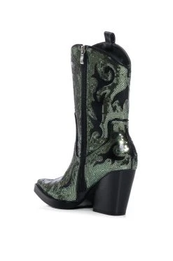 AZALEA WANG MERRIL SEQUIN WESTERN BOOTIE IN BLACK -Azalea Wang store azalea wang merril sequin western bootie in black black 4 4