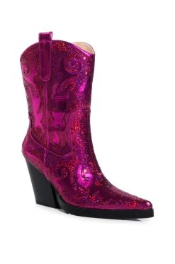 AZALEA WANG MERRIL SEQUIN WESTERN BOOTIE IN FUCHSIA -Azalea Wang store azalea wang merril sequin western bootie in fuchsia fuchsia 3 3