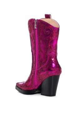 AZALEA WANG MERRIL SEQUIN WESTERN BOOTIE IN FUCHSIA -Azalea Wang store azalea wang merril sequin western bootie in fuchsia fuchsia 4 4