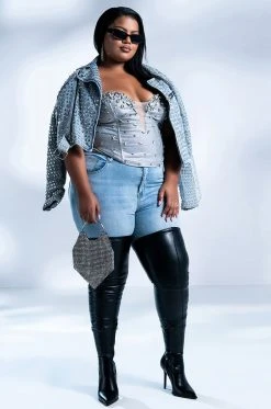 AZALEA WANG MILEY STILETTO STRETCH BOOT WITH 4 WAY STRETCH IN BLACK -Azalea Wang store azalea wang miley stiletto stretch boot in black black 15 15