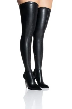 AZALEA WANG MILEY STILETTO STRETCH BOOT WITH 4 WAY STRETCH IN BLACK -Azalea Wang store azalea wang miley stiletto stretch boot in black black 1 1