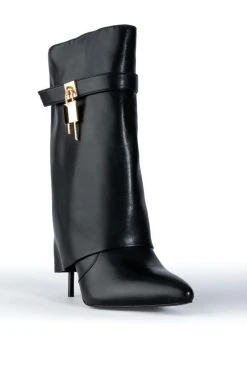 AZALEA WANG MINE FOLD OVER STILETTO BOOTIE IN BLACK -Azalea Wang store azalea wang mine fold over stiletto bootie in black black 3 3