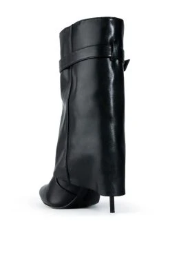 AZALEA WANG MINE FOLD OVER STILETTO BOOTIE IN BLACK -Azalea Wang store azalea wang mine fold over stiletto bootie in black black 4 4