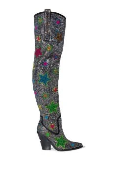 AZALEA WANG MIREYA BLACK EMBELLISHED BOOT -Azalea Wang store azalea wang mireya black embellished boot black 2 2