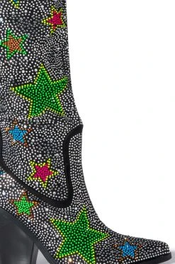 AZALEA WANG MIREYA BLACK EMBELLISHED BOOT -Azalea Wang store azalea wang mireya black embellished boot black 5 5