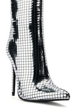 AZALEA WANG MONTROSE STILETTO BOOTIE IN SILVER -Azalea Wang store azalea wang montrose stiletto bootie in silver silver 5 5