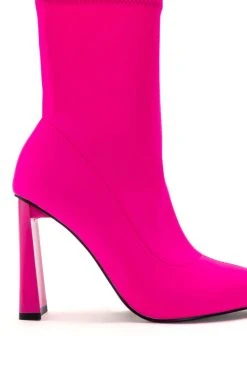 AZALEA WANG MOSCATO NEOPRENE BOOTIE IN PINK -Azalea Wang store azalea wang moscato neoprene bootie in pink pink 5 5