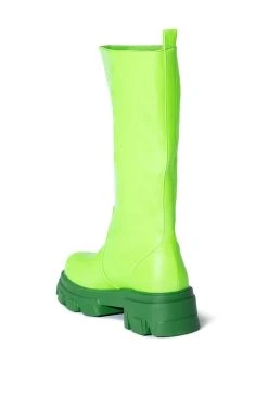 AZALEA WANG MY ALL FAUX LEATHER BOOT IN GREEN -Azalea Wang store azalea wang my all faux leather boot in green green 4 4