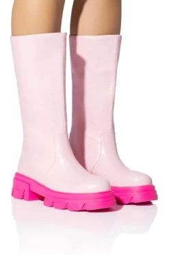 AZALEA WANG MY ALL FAUX LEATHER BOOT IN PINK