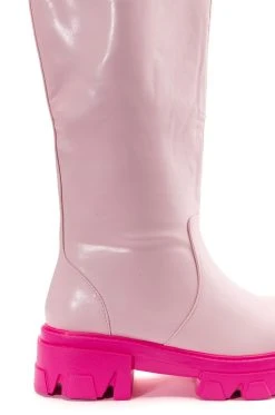 AZALEA WANG MY ALL FAUX LEATHER BOOT IN PINK -Azalea Wang store azalea wang my all faux leather boot in pink pink 5 5